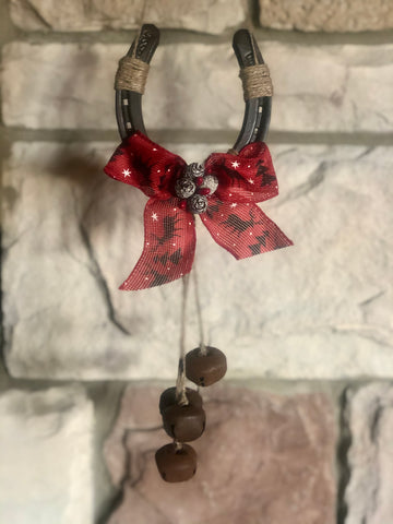 Christmas Holiday Horseshoe Decor with Bells