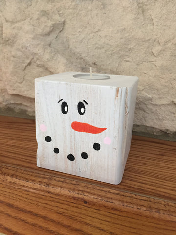 Christmas Snowman Block Tealight Holder
